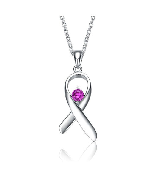 Teens/Young Adults White Gold Plated Purple Stone in Infinity Pendant