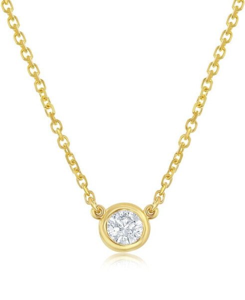 Diamond Bezel-Set Solitaire Pendant Necklace (1/6 ct. t.w.) in 14k Yellow or Rose Gold, 16" + 2" extender