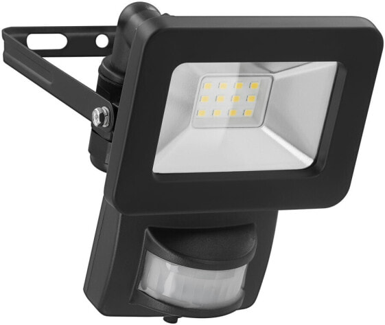 Goobay LED Outdoor Floodlight - 10 W - with Motion Sensor - 10 W - LED - 12 bulb(s) - Black - White - 4000 K