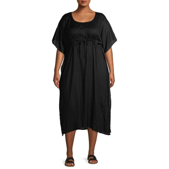 Studio West Women's Plus Size Solid Round Neck Caftan Maxi Dress size 1X