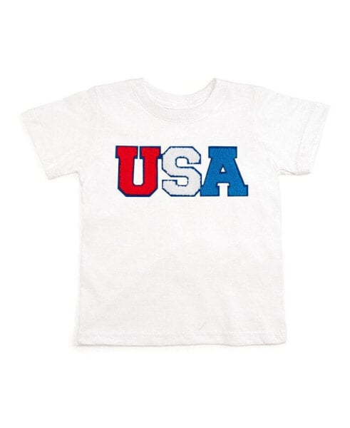 Little and Big Boys and Girls USA Patch Short Sleeve T-Shirt