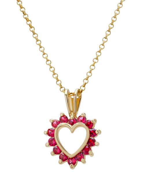 Lab Grown Ruby Open Heart Pendant Necklace (3/4 ct. t.w.) in 14k Gold-Plated Sterling Silver