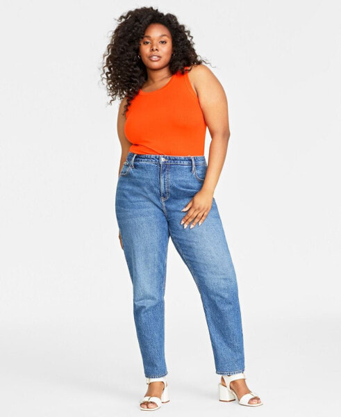 Trendy Plus Size High-Rise Straight-Leg Jeans, Regular and Short Lengths, Created for Macy's