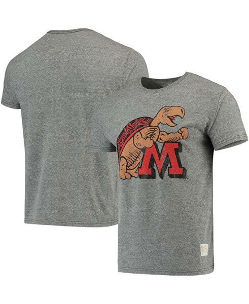 Men's Heathered Gray Maryland Terrapins Vintage-Like Logo Tri-Blend T-shirt