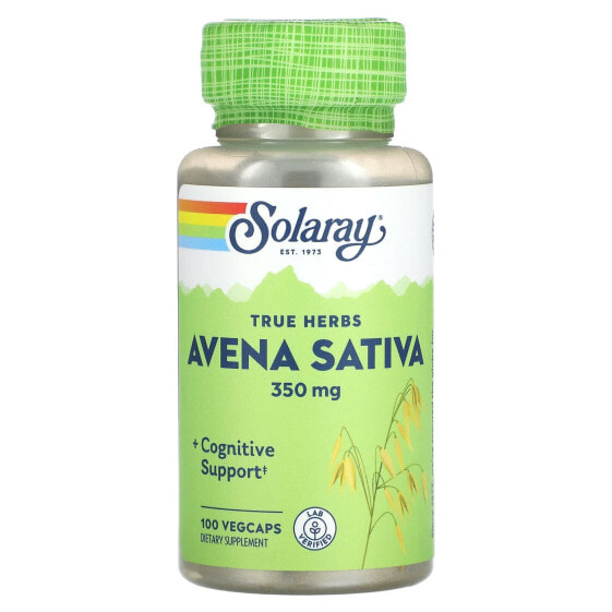 Solaray, True Herbs, авена сатива, 350 мг, 100 вегетарианских капсул