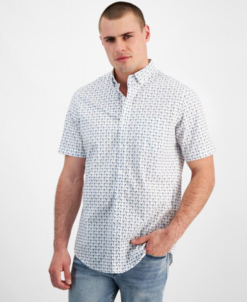 Men's Martini Glass Regular-Fit Printed Button-Down Poplin Shirt, Created for Macy's