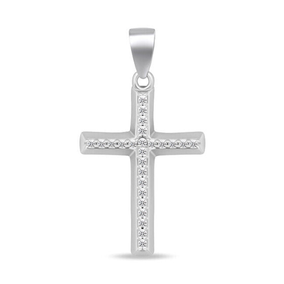 Silver cross pendant with zircons CRS177