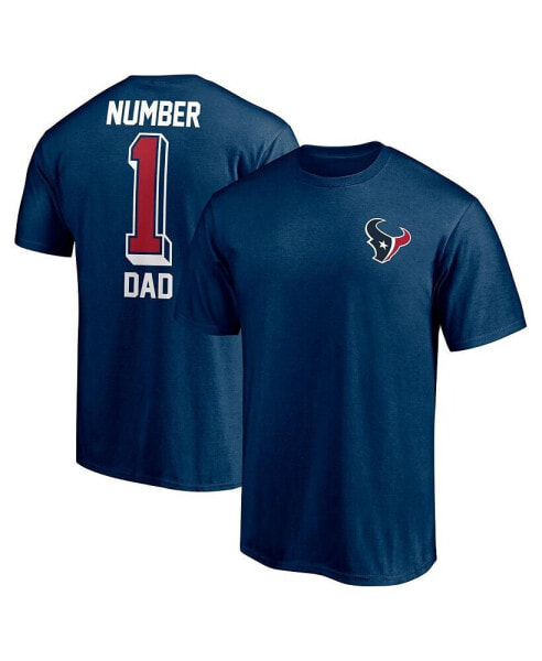 Men's Navy Houston Texans #1 Dad T-shirt
