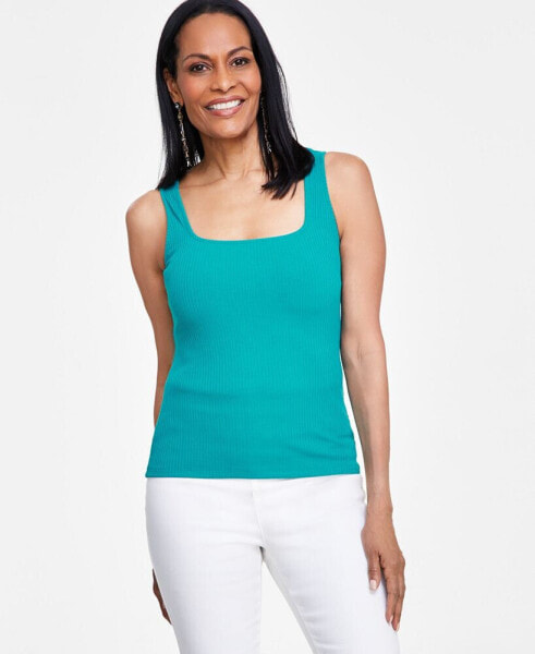 Women's Square Neck Rib Tank, Created for Macy's