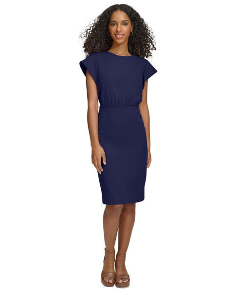 Women's Cap-Sleeve Midi Sheath Dress