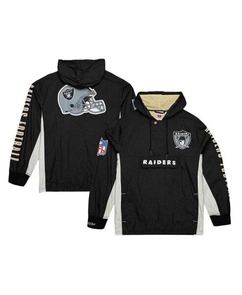 Men's Black Distressed Las Vegas Raiders Team OG 2.0 Anorak Vintage-Like Logo Quarter-Zip Windbreaker Jacket