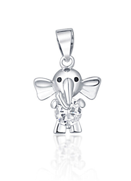 Cute Silver Elephant Pendant SVLP0182XD5BI00