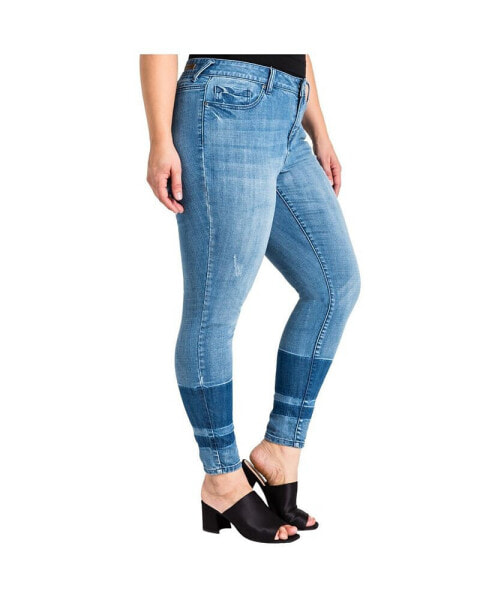 Plus Size Contrast Stripe Skinny Jeans
