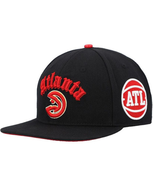 Бейсболка Pro Standard мужская чёрная Atlanta Hawks Old English Snapback Hat