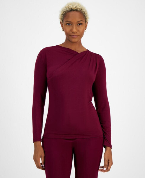 Women's Asymmetric-Neck Long-Sleeve Top, Created for Macy's