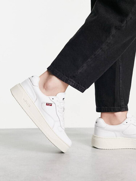 Levi's Glide leather trainer in white with logo