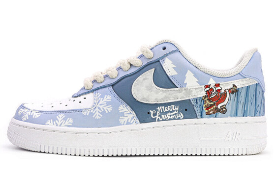 【定制球鞋】 Nike Air Force 1 Low '07 圣诞节主题定制 圣诞夜 圣诞老人 雪花 涂鸦 情侣 达芬奇定制 低帮 板鞋 男女同款 灰蓝 / Кроссовки Nike Air Force CW2288-111