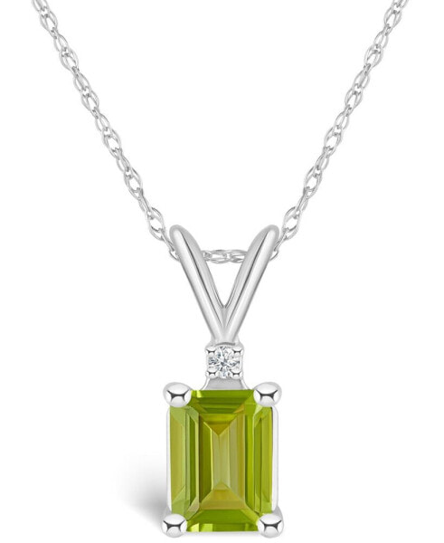 Macy's peridot (1-1/10 ct. t.w.) and Diamond Accent Pendant Necklace in 14K Yellow Gold or 14K White Gold