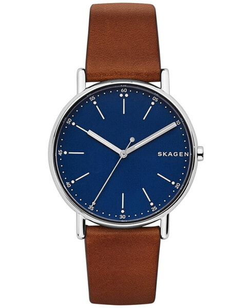 Часы и аксессуары Skagen мужские наручные Signatur с кожаным ремешком коричневого цвета 40 мм SKW6355