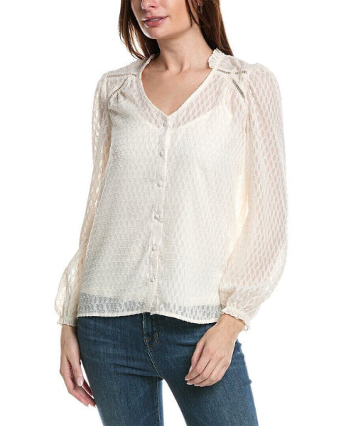 Bobeau Button Up Ruffle Top Women's