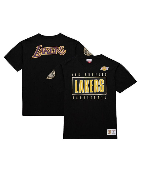 Men's Black Distressed Los Angeles Lakers Hardwood Classics Team OG 2.0 Premium Vintage-Like Logo T-shirt