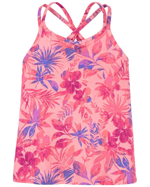 Kid Floral Print Criss-Cross Tank 7