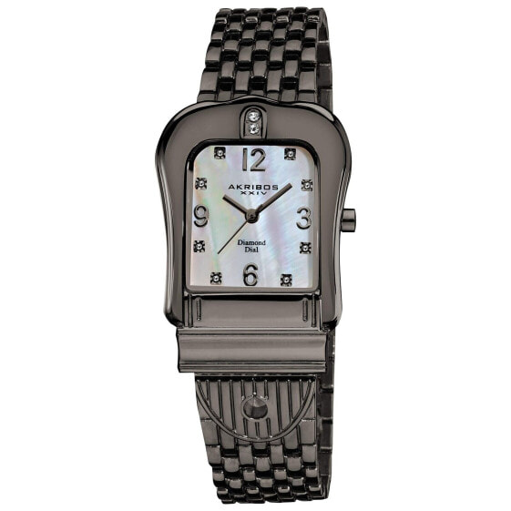 Akribos XXIV Women's Rectangle Diamond Watch - Mother-of-Pearl Dial 8 Genuine...