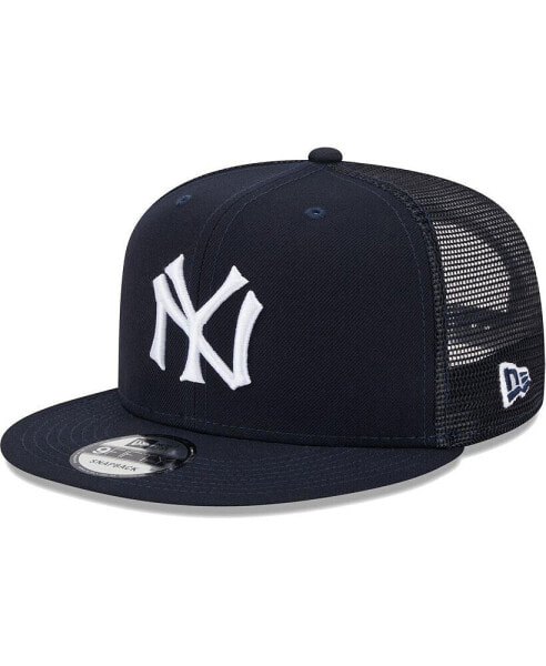 Men's Navy New York Yankees Cooperstown Collection Team Color Trucker 9FIFTY Snapback Hat