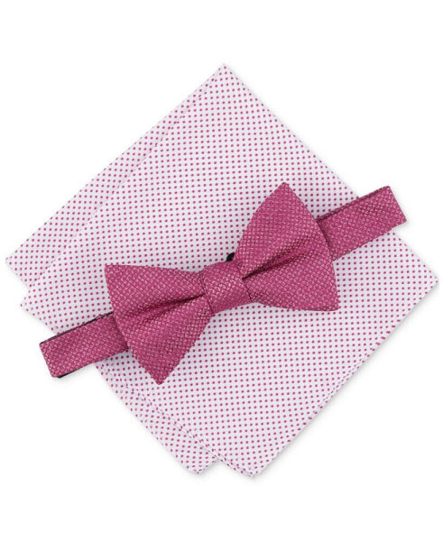 Men's Minetta Solid Bow Tie & Textured Pocket Square Set, Created for Macy's