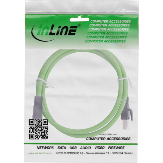 InLine Industrial network cable - M12 8-pin X-coded to RJ45 plug - Cat.6A PUR 20m