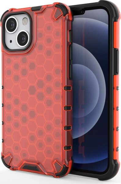 Hurtel Honeycomb etui pancerny pokrowiec z żelową ramką iPhone 13 mini czerwony