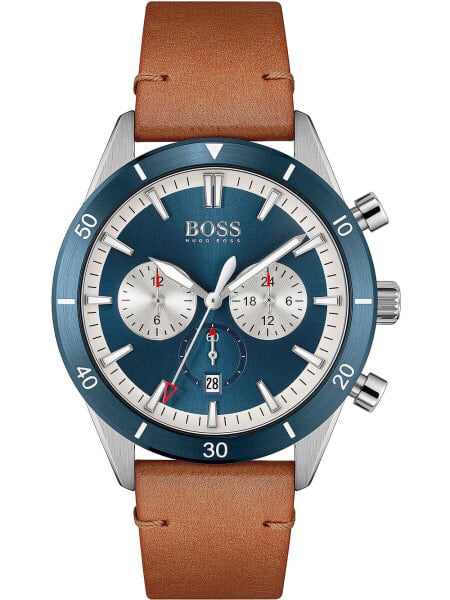 Часы мужские аналоговые с ремешком 44mm 5ATM Hugo Boss Santiago