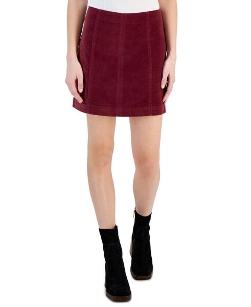 Women's Solid Unlined Velvet Seamed Mini Skirt