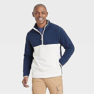 Men's Polar Fleece High Neck 1/2 Zip Sweatshirt - Goodfellow & Co Dark Blue S