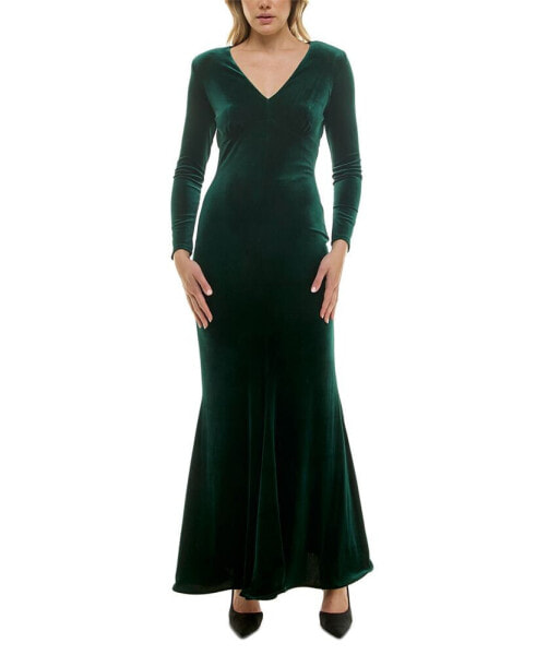 Women's Long-Sleeve Velvet Mermaid Gown