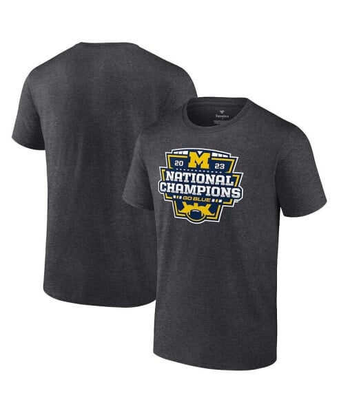 Men's Heather Charcoal Michigan Wolverines College Football Playoff 2023 National Champions Logo T-shirt