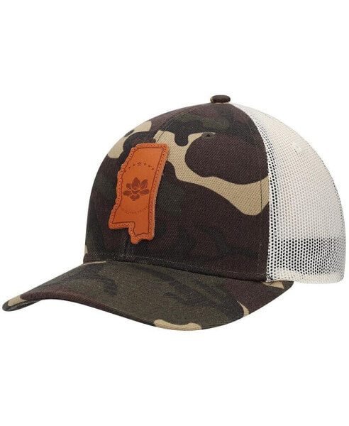 Men's Camo Mississippi Icon Woodland State Patch Trucker Snapback Hat