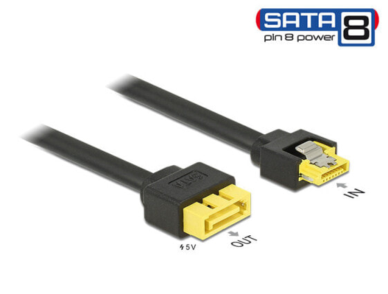 Delock 0.3m - SATA/SATA 8p - 0.3 m - SATA III - Male/Male - Black,Yellow - Straight - Straight