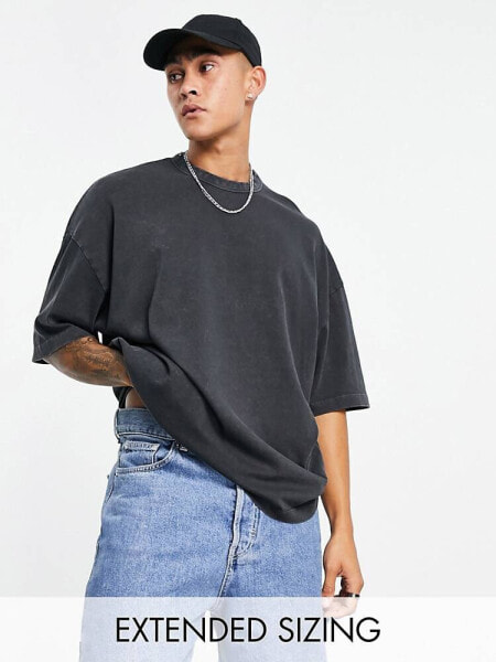 ASOS DESIGN oversized heavyweight t-shirt in washed black