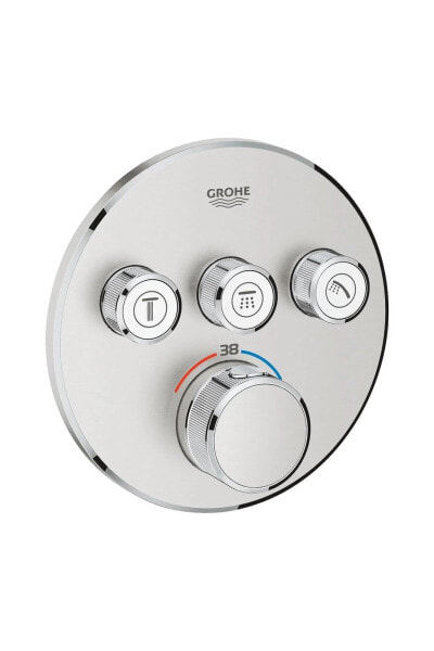 Smartcontrol 3 Valfli Akış Kontrollü, Ankastre Termostatik Duş Bataryası Paslanmaz Çelik