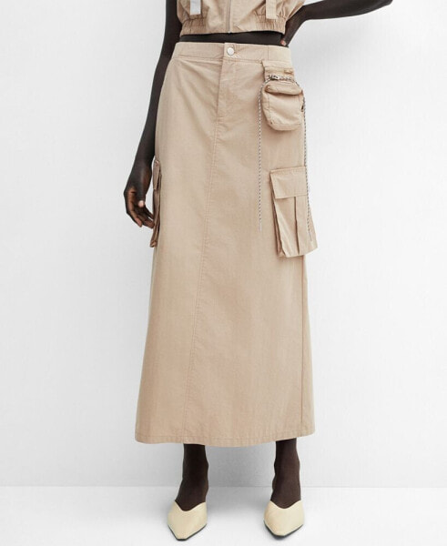 Women's Pockets Detail Long Cargo Skirt