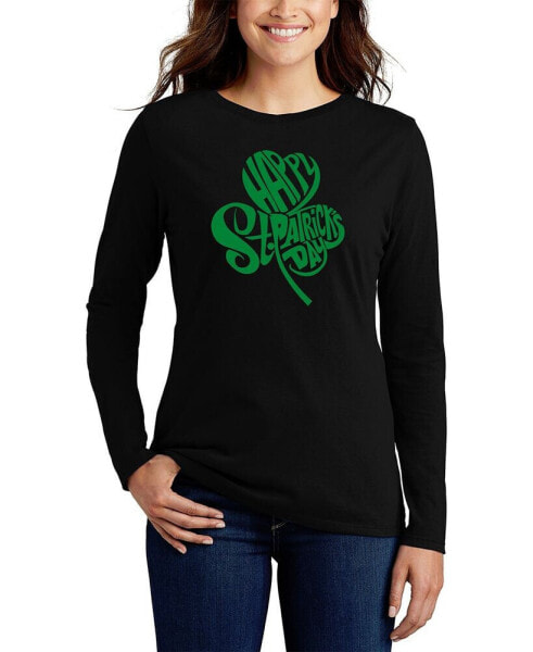 Women's St. Patrick's Day Shamrock Word Art Long Sleeve T-shirt
