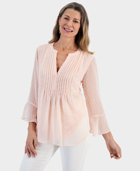 Women's Textured Pintuck Ruffle Sleeve Top, Regular & Petite, Created for Macy's