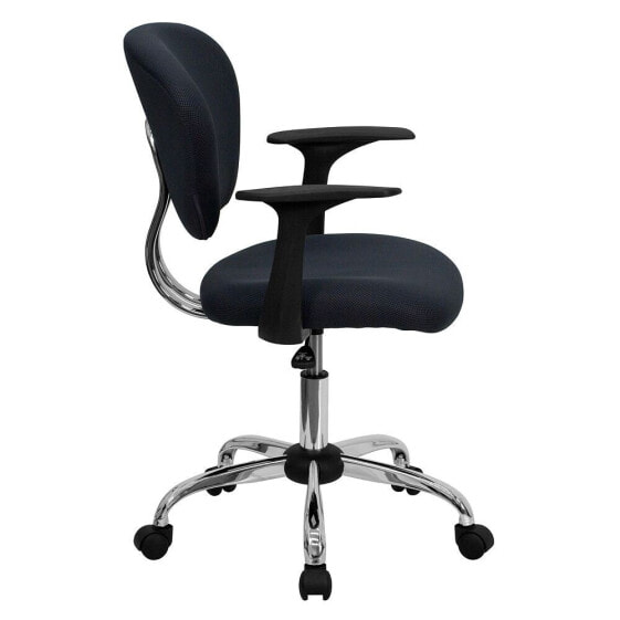 Mid-Back Gray Mesh Swivel Task Chair With Chrome Base And Arms
