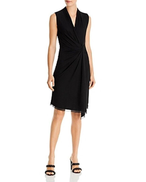 Kobi Halperin Womens Surplice Knee Length Wrap Dress Black M