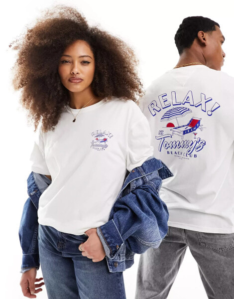 Tommy Jeans Unisex regular novelty graphic t-shirt in white