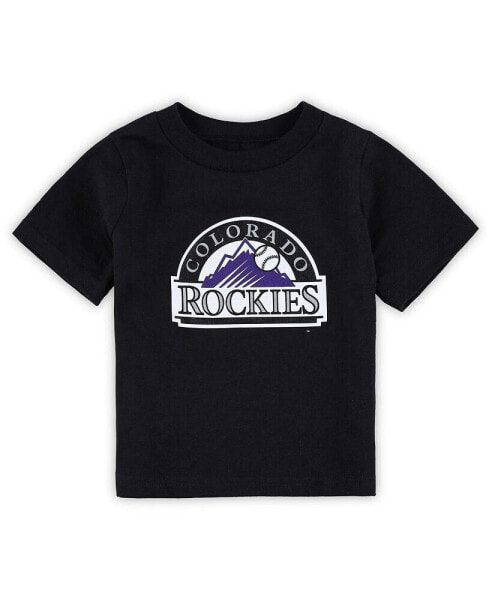 Infant Boys and Girls Black Colorado Rockies Team Crew Primary Logo T-shirt