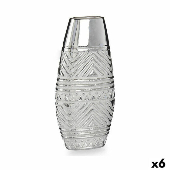 Vase Width Silver Ceramic 7 x 29,5 x 14 cm (6 Units)