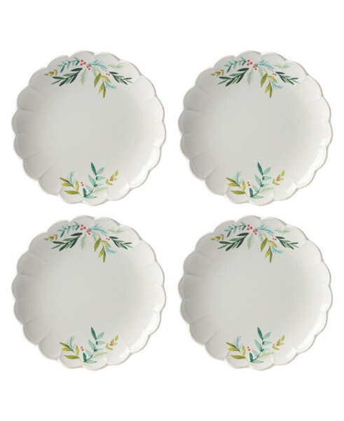 French Perle Berry Holiday Accent Plate Set, Set of 4