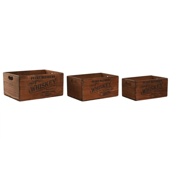 Ящики для хранения Home ESPRIT Whiskey Коричневый древесина ели 40 x 29 x 19 cm 3 Предметы